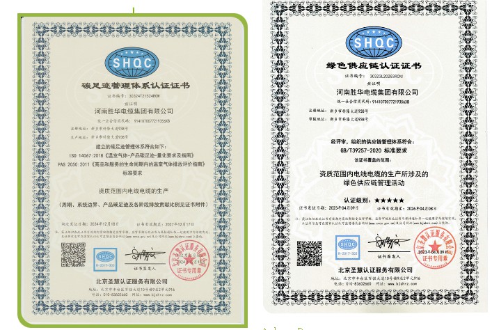 认证证书-河南胜华电缆集团有限公司电线电缆厂家
